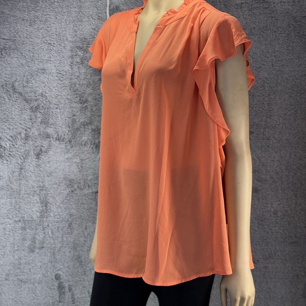 Liz Claiborne Sleeveless Top Salmon/peach 2x Ruffled Collar And Sleeves NWT‎